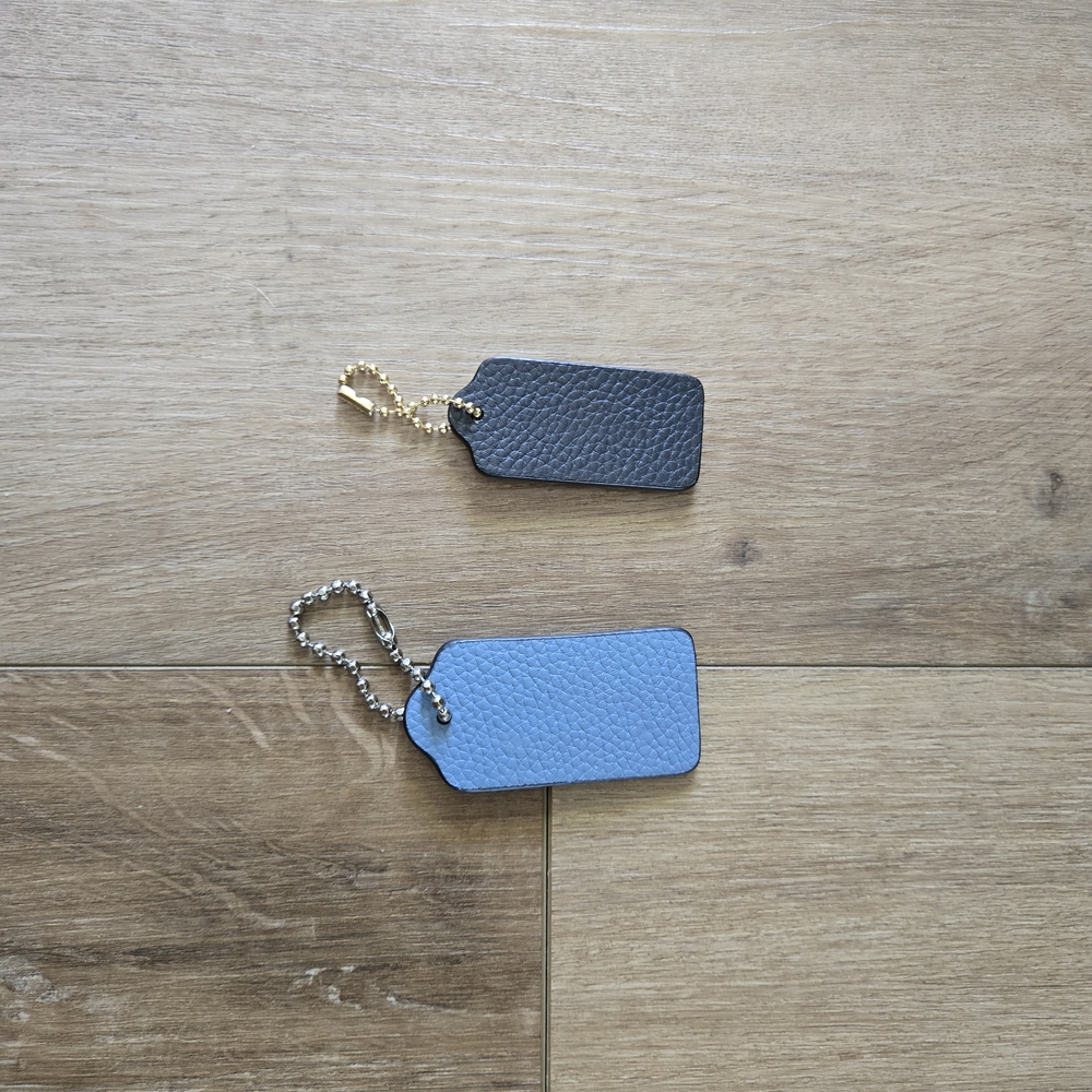 Coach Cream and Blue Leather Keychain Set - Picture 2 of 5